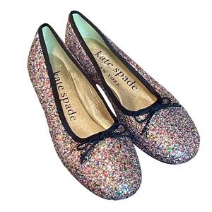 Kate Spade New York Glitter Ballet Flats Shoes Size 6.5B Multi Color Sparkle